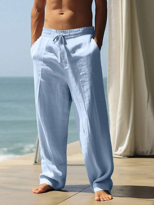 Linen Light Blue Men's Pants