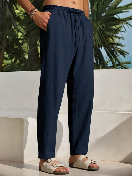 Linen Dark Blue Men's Pants
